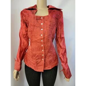 CHRISTINE PHILLIPE CALIFORNIA XL Button Down Orange red Women's Top NEW #CB2